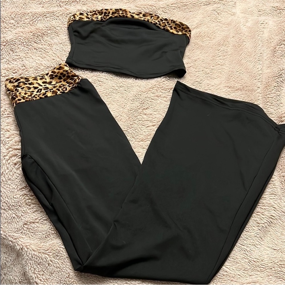 SHEIN | Women’s Size XXS Black and Leopard Print Two Piece Set